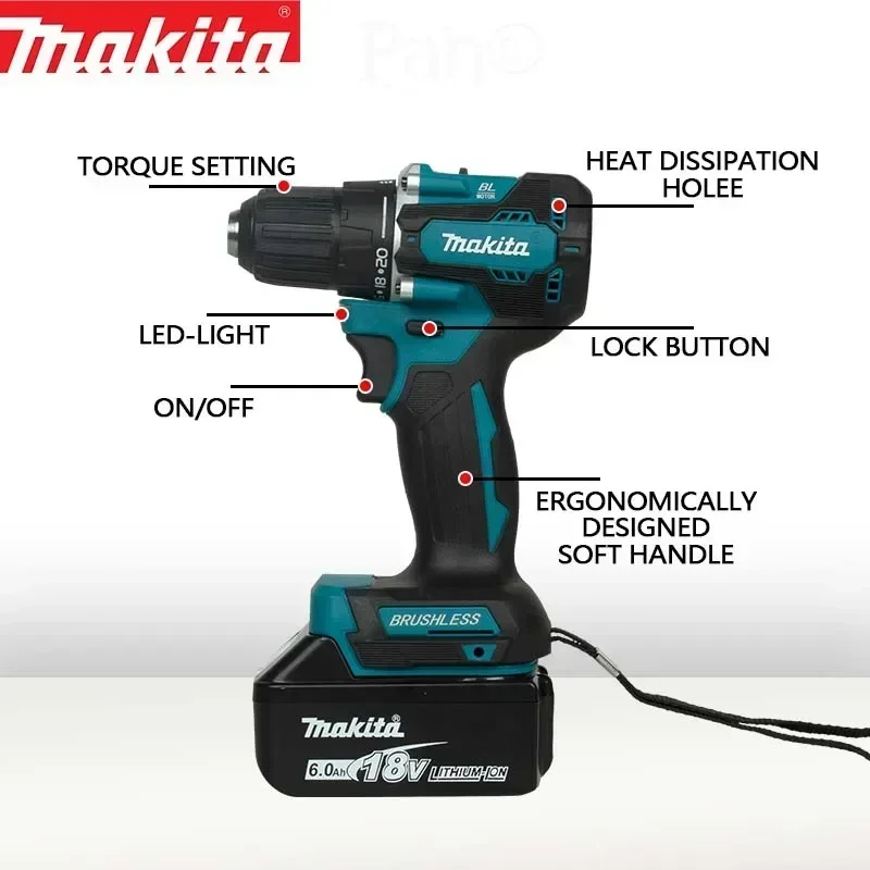 Makita Original DDF487 Cordless Driver Drill Brushless Electric Impact Screwdriver 18V Rechargeable Power Tool - Image 4