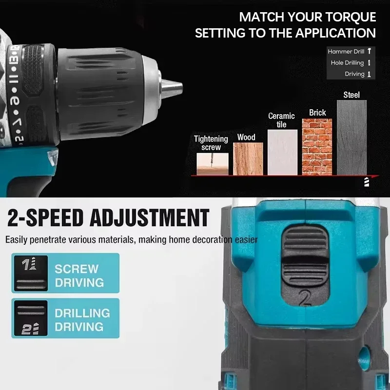 Makita Original DDF487 Cordless Driver Drill Brushless Electric Impact Screwdriver 18V Rechargeable Power Tool - Image 5