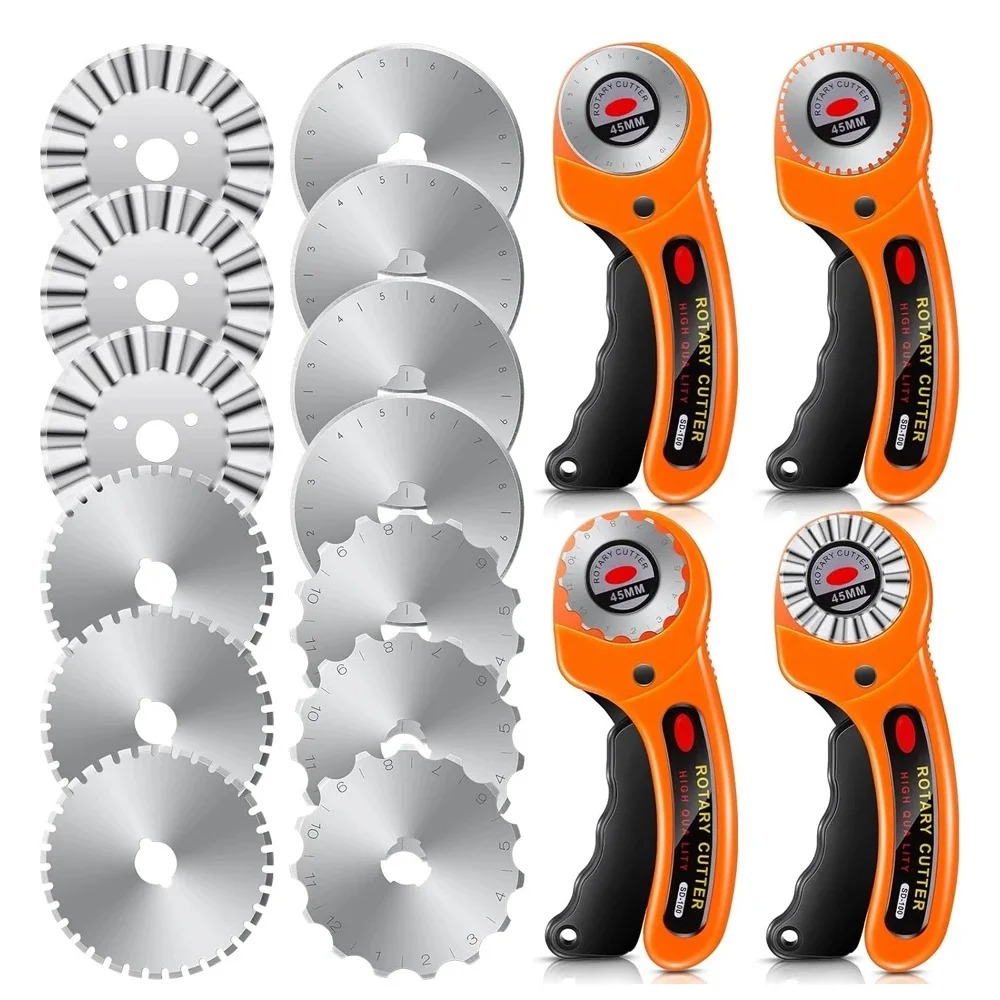 45mm Rotary Cutter with 5 Replacement Blades Fabric Cutter with Safety Lock for Sewing Fabric Leather Quilting Perforating Tool - Image 3