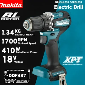 Makita DDF487 18V Cordless Brushless Driver Drill Impact Screwdriver Rechargeable Electric Power Tool Kit for Car Repair