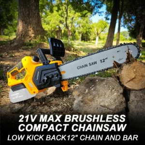 Brushless Chainsaw 12'' Cordless Electric Saw Rechargeable Saw for Tree Cutting fit Makita 18v Battery