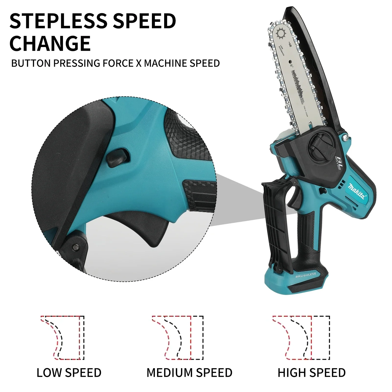 Makita 18V Cordless Chainsaw for Woodworking with Small Handheld Electric 6-inch Logging Sawzall Mini Portable Chainsaw - Image 9