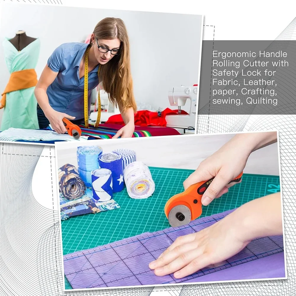 45mm Rotary Cutter with 5 Replacement Blades Fabric Cutter with Safety Lock for Sewing Fabric Leather Quilting Perforating Tool - Image 7