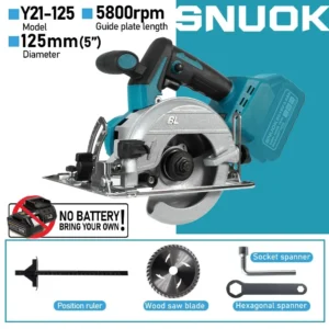 SNUOK 18V brushless electric circular saw 165mm multifunctional handheld ceramic tile cutter and wooden metal FOR Makita battery