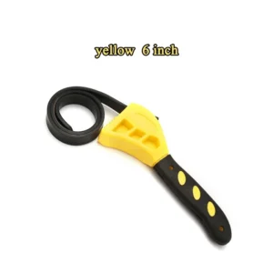 6/8 Inch Belt Wrench Oil Filter Remover Adjustable Chain Strap Spanner Vehicle Maintenance Tool Disassembly Oil Filter Extractor - Yellow, 6 Inch