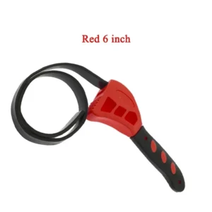 6/8 Inch Belt Wrench Oil Filter Remover Adjustable Chain Strap Spanner Vehicle Maintenance Tool Disassembly Oil Filter Extractor - Red, 6 Inch