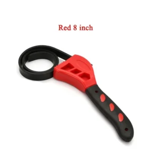 6/8 Inch Belt Wrench Oil Filter Remover Adjustable Chain Strap Spanner Vehicle Maintenance Tool Disassembly Oil Filter Extractor - Red, 8 Inch